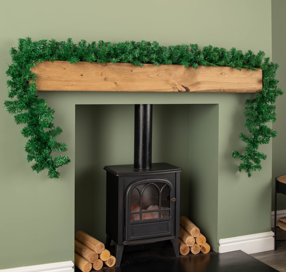 image 1 of 2.7m x 20cm Plain Green Christmas Garland with 260 Tips
