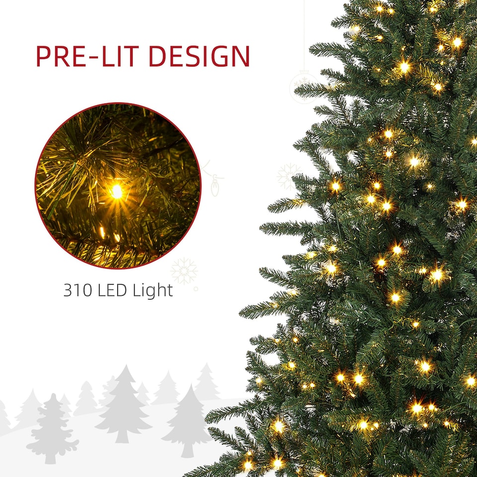 image 1 of HOMCOM 6ft Artificial Christmas Tree with Warm White LED Light, Metal Base