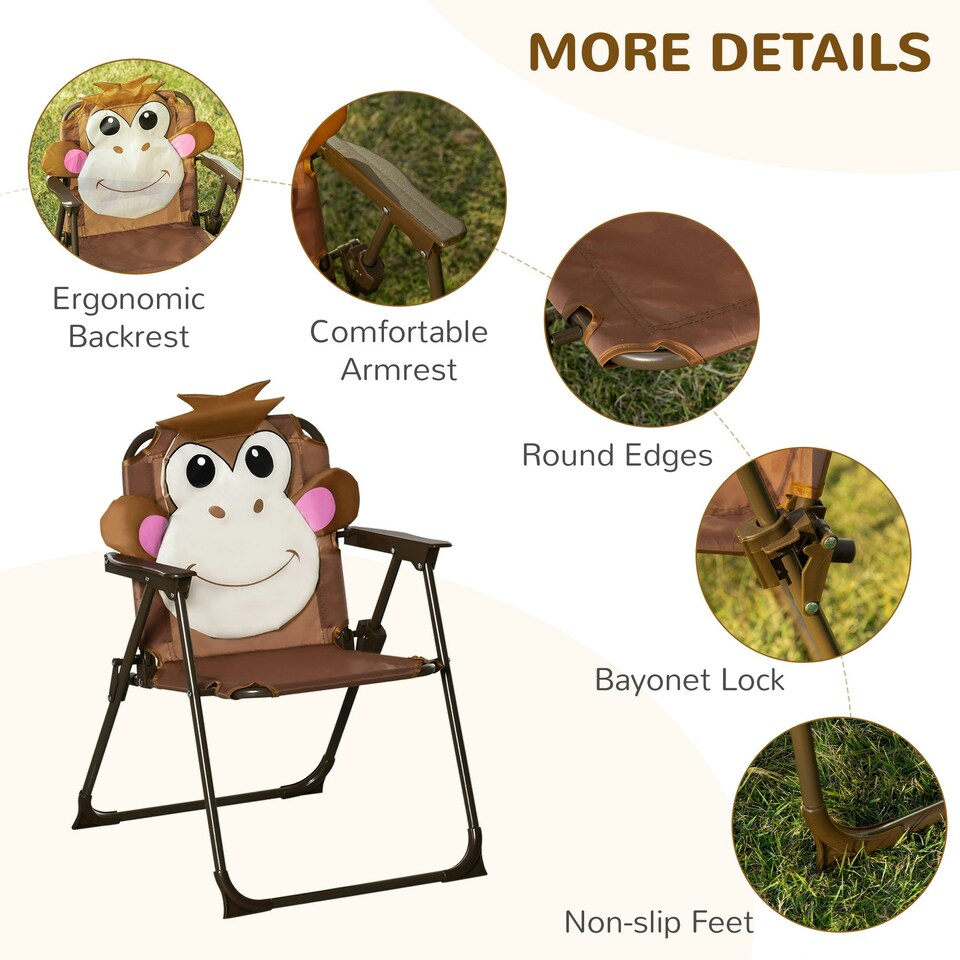 image 1 of Outsunny Kids Foldable Four-Piece Garden Set w/ Table, Chairs, Umbrella - Brown