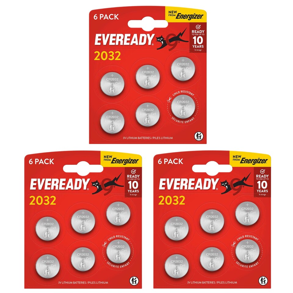 Eveready CR2032 Lithium Coin Batteries - Pack of 18