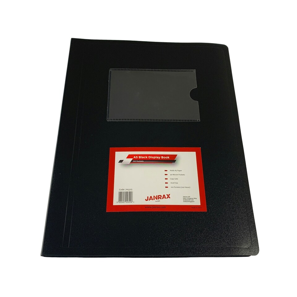 image 1 of A5 Black Flexible Cover 100 Pocket Display Book