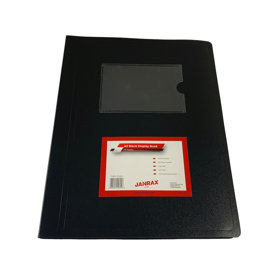 image 1 of A5 Black Flexible Cover 100 Pocket Display Book