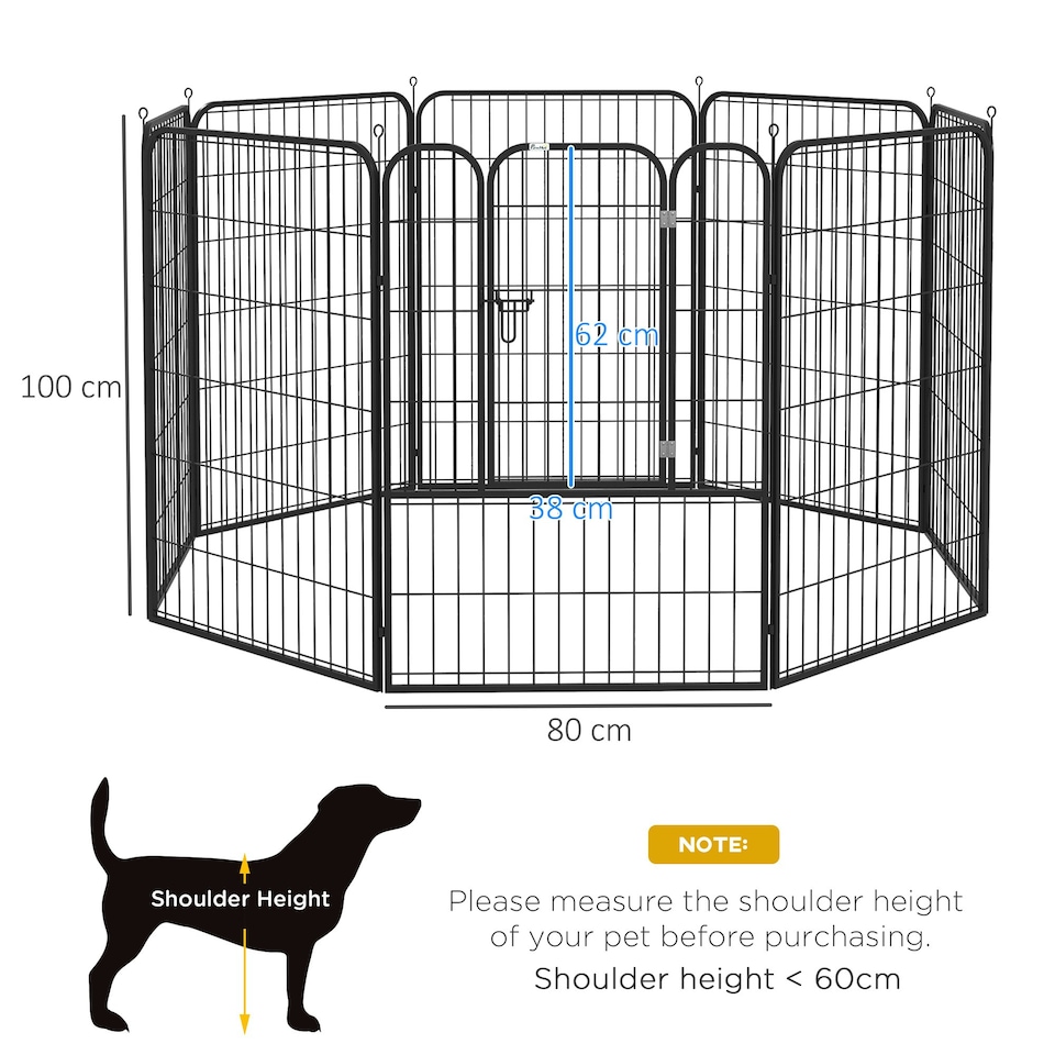 image 1 of PawHut 8 Panels Heavy Duty Puppy Play Pen for Large, Medium Dogs 100Hcm