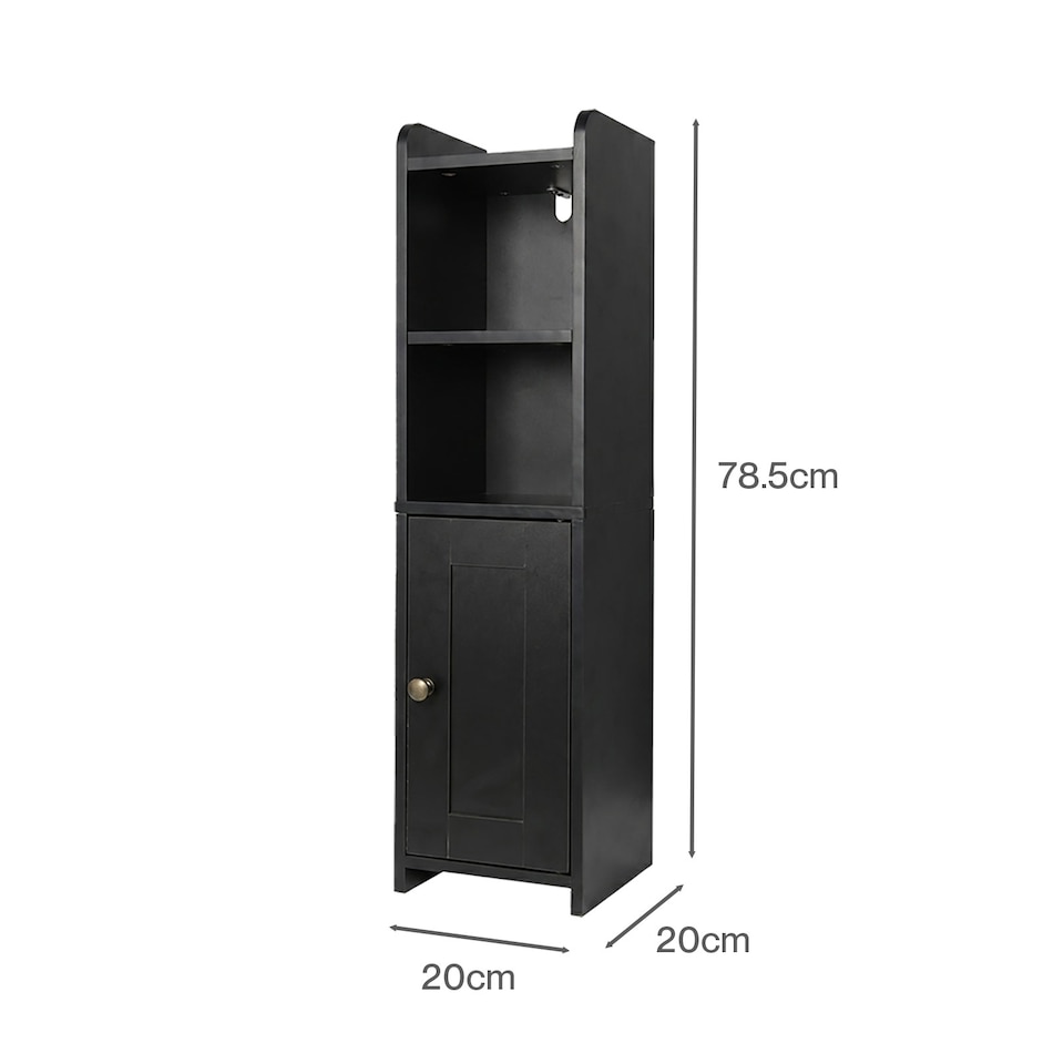 image 1 of Levede Bathroom Cabinet Slim Corner Storage Adjustable Shelves PB MDF Black