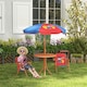 image 2 of Outsunny Kids Bistro Table and Chair Set w/ Cowboy Theme, Adjustable Parasol