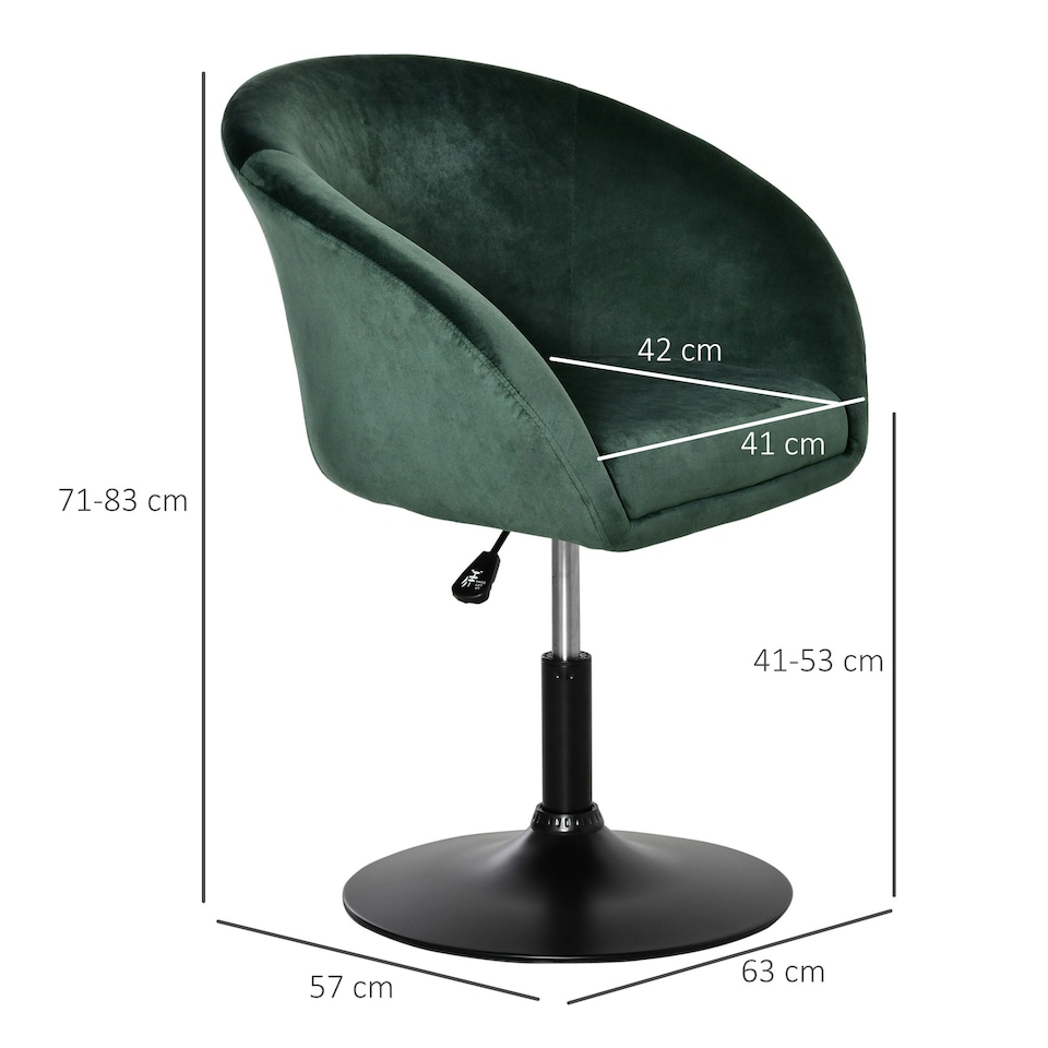 image 1 of HOMCOM Swivel Bar Stool Fabric Dining Chair Dressing Stool Tub Seat Green