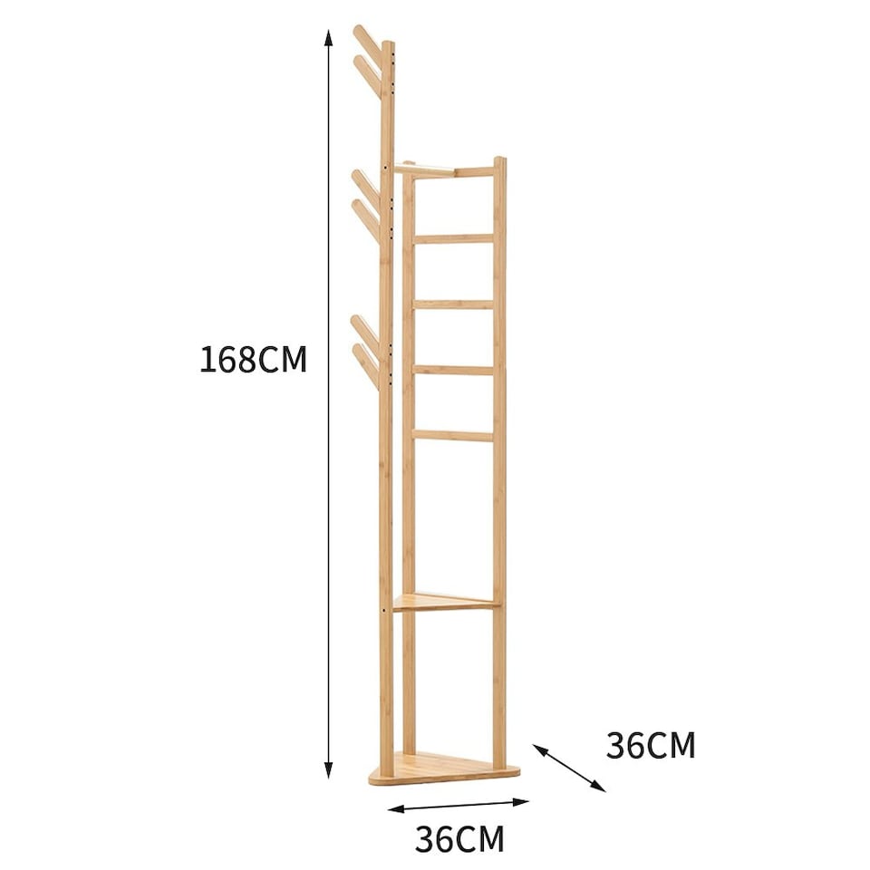 image 1 of Living and Home Bamboo Coat Rack Stand