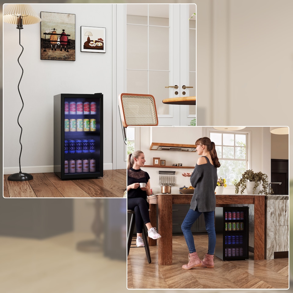 image 1 of HOMCOM 93L Drinks Fridge, 115 Can Under Counter Freestanding Wine Fridge