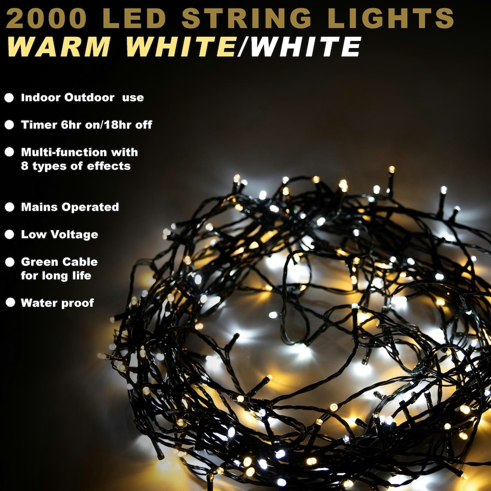 image 1 of 2000W+WW LED GC Multi Fun String Lights 200m
