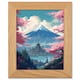 image 1 of Japanese Temple Mount Fuji Lake Cherry Blossoms Art Oak Wood Framed Wall Print