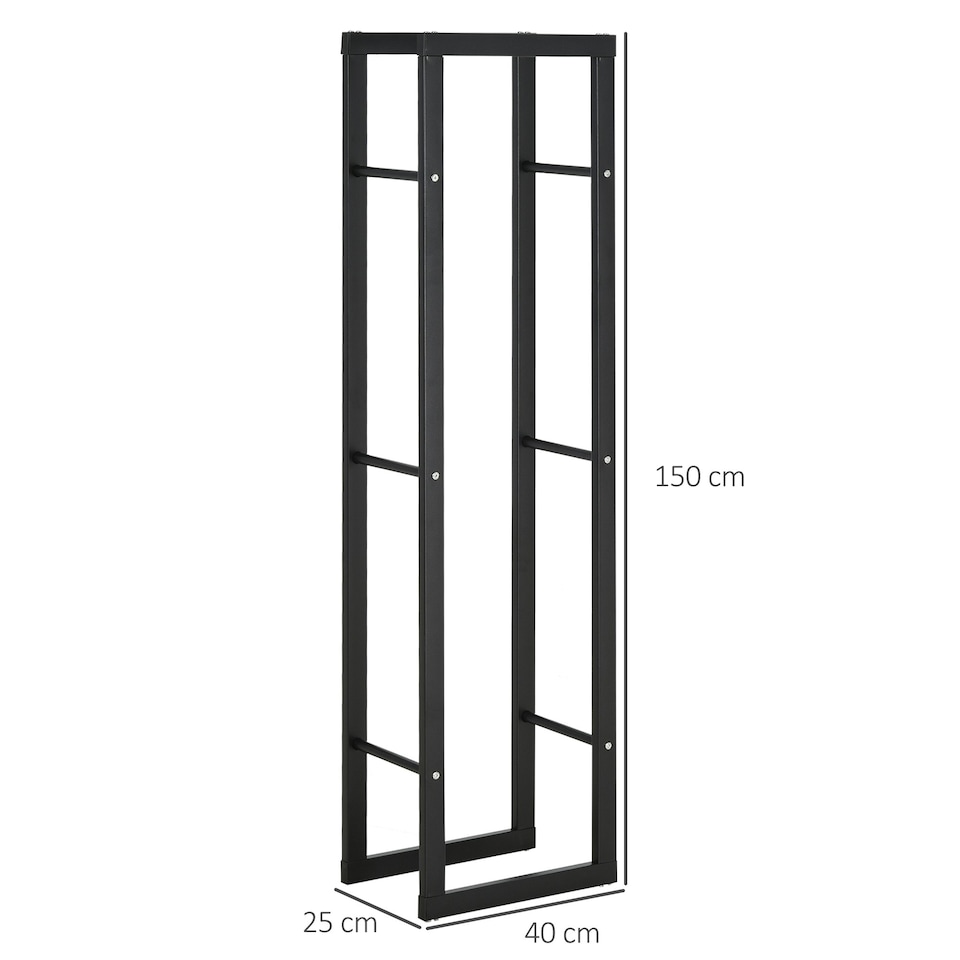 image 1 of HOMCOM 150cm Metal Firewood Log Holder Rack Elevated, Base Side Rails