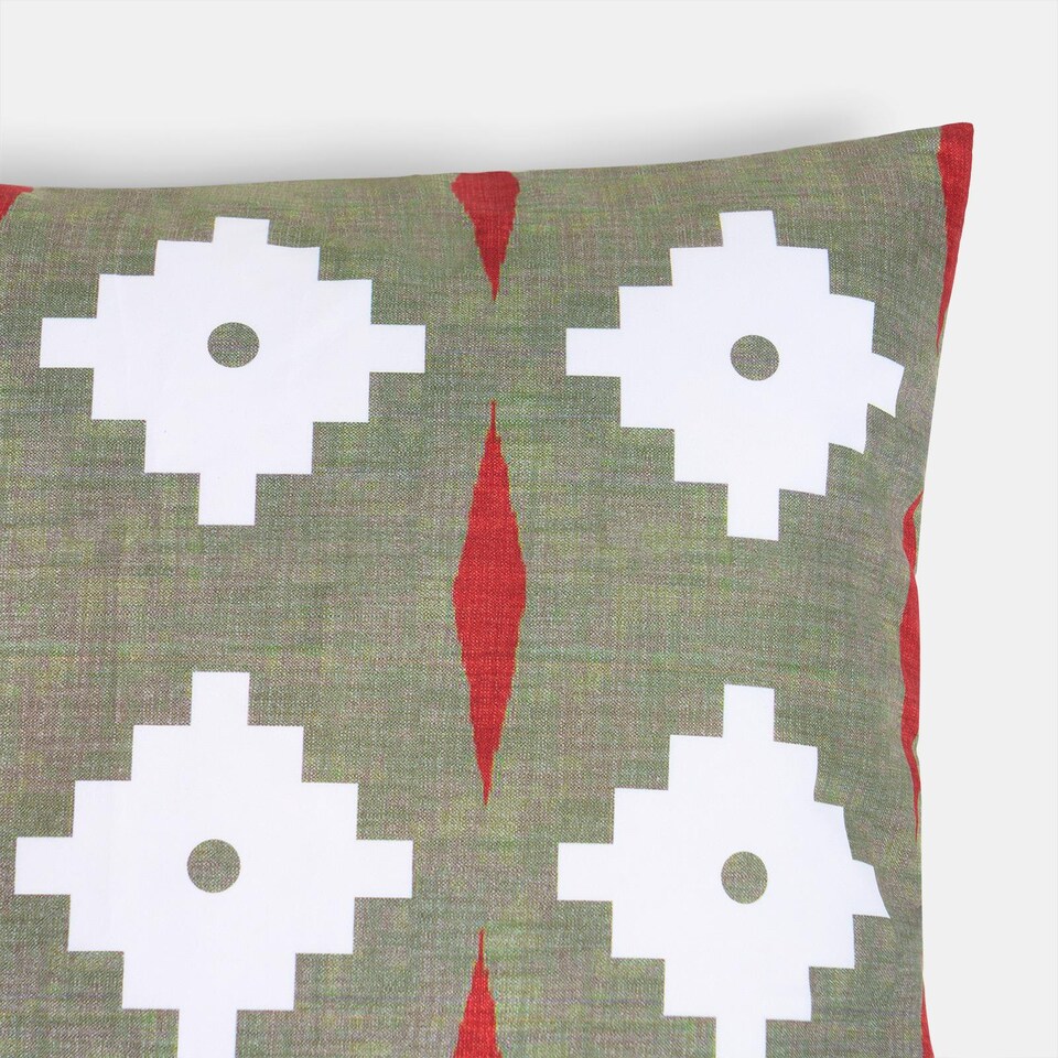 image 1 of OHS 2 x Geo Print Garden Cushion Covers Outdoor Water Resistant | Green | Olive