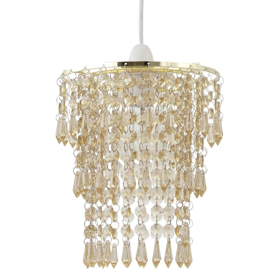 image 1 of First Choice Lighting Set of 2 Amber Jewel Tiered Light Shades Clear | Bronze