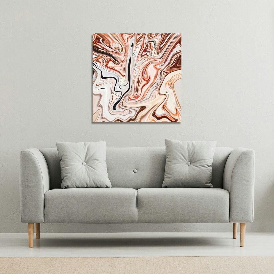 image 1 of Pink Rippled Marble (Canvas Print) 46 x 46 x 4cm