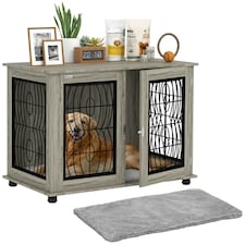 PawHut Dog Crate Furniture, End Table for Large Dogs w/ Cushion
