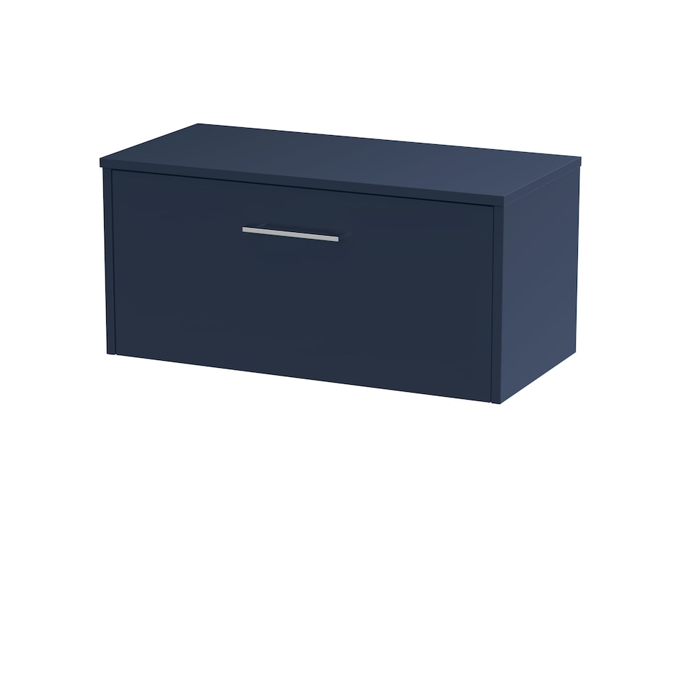 image 1 of Balterley Winshill Contemporary 1 Drawer Wall Hung Vanity Unit with Worktop, Dark Blue, 800mm