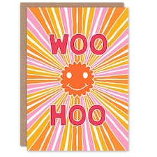 Congratulations Card Groovy Smiley Face Trippy Congrats Sun Rays