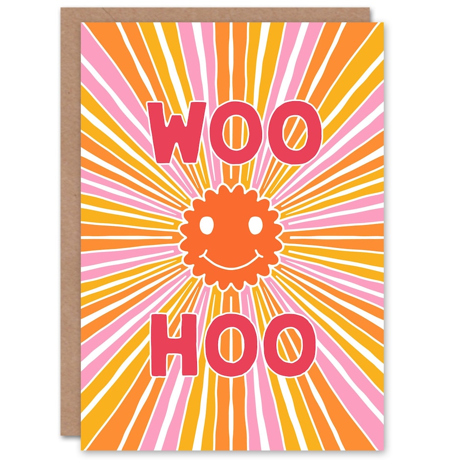 image 1 of Congratulations Card Groovy Smiley Face Trippy Congrats Sun Rays