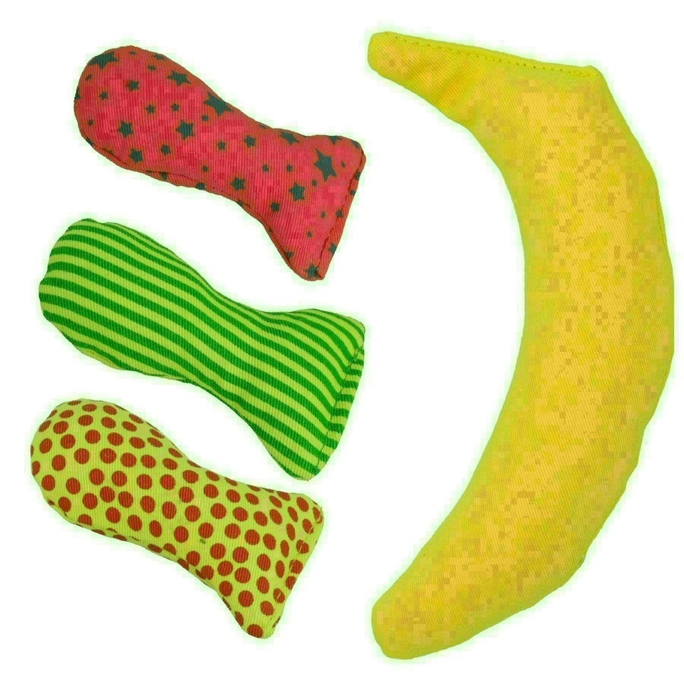 image 1 of Yeow Cat Kitten Banana, & 3 Stinkie Fish Toy Bundle With Catnip Toy Play Gift