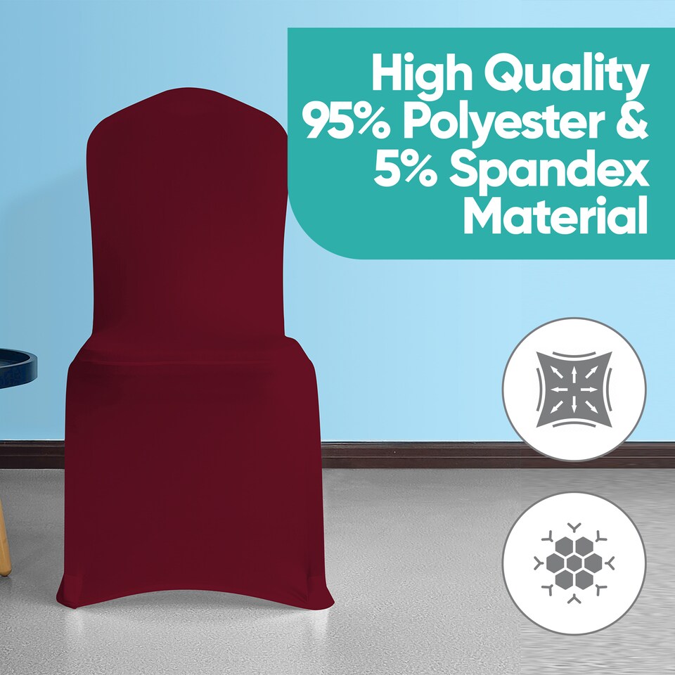 image 1 of Chair Cover Spandex Polyester Stretch, Flat Dining Slipcovers - 10pcs