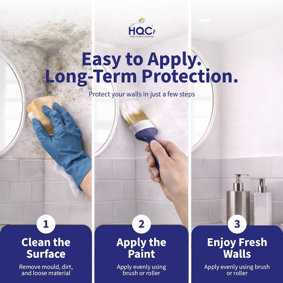 image 1 of HQC Anti Mould Paint - Prevents Mould on Interior Walls & Ceilings - Light Yellow - 1L