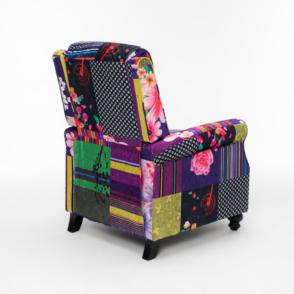 image 1 of Fabric Patchwork Mary Manual Recliner Chair