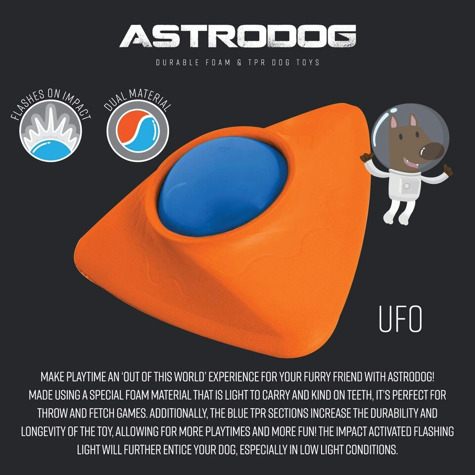image 1 of Pet Brands Astro Dog Ufo Eva Tpr Led Spaceship Toy