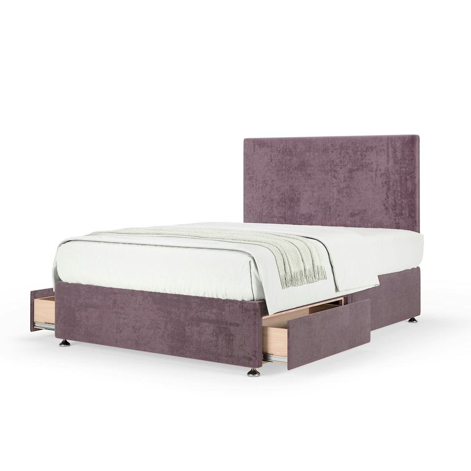 image 1 of Memory Maestro Memory Foam Mauve Naples Velvet 2 Drawer Divan Set And Valencia Headboard Small Double