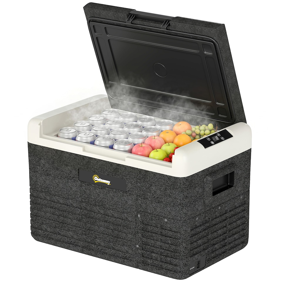 image 1 of Outsunny 30L Car Refrigerator 12V Portable Freezer for Camping, Grey