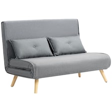 HOMCOM Click Clack Sofa Bed, 2-Seater Bed Settee for Living Room, Grey