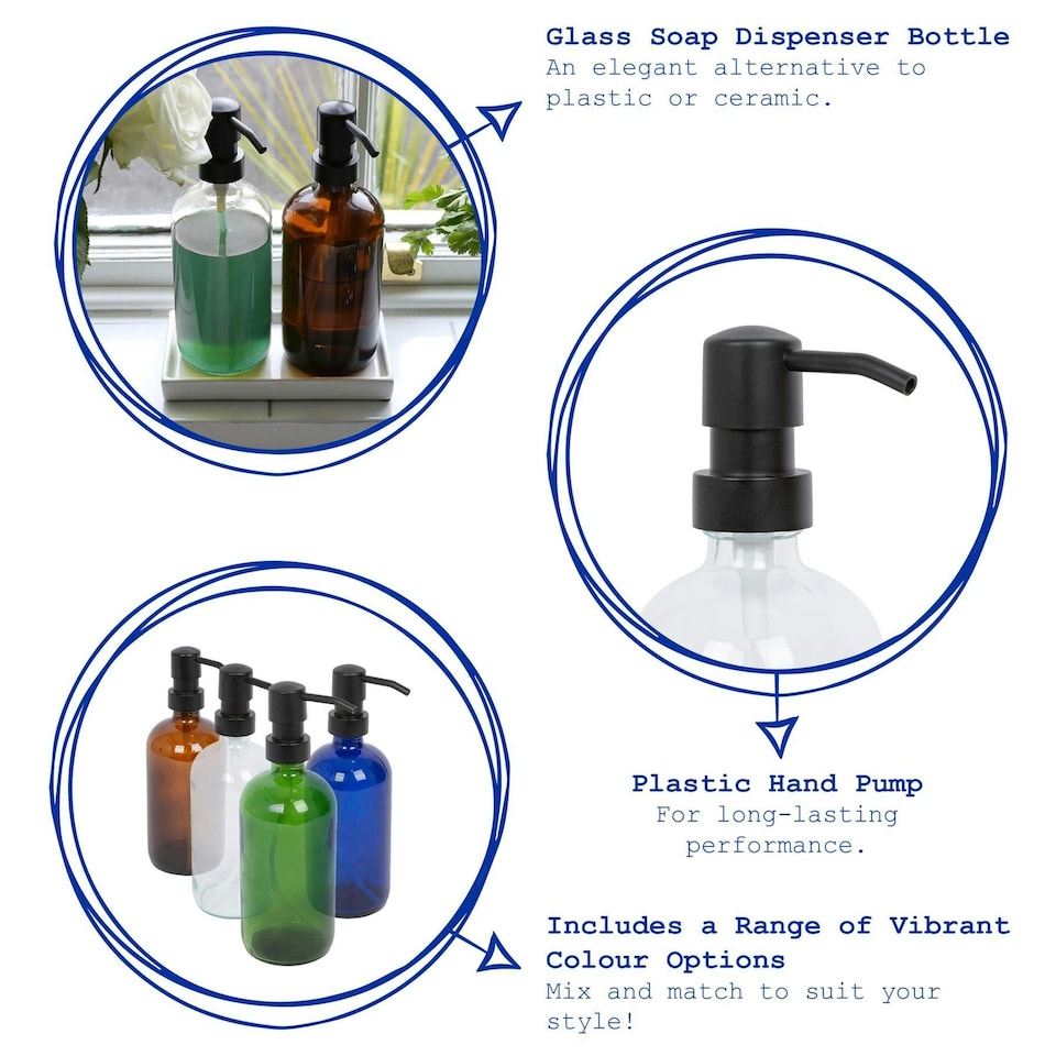 image 1 of Harbour Housewares Glass Soap Dispensers - 500ml - Clear - Pack of 2