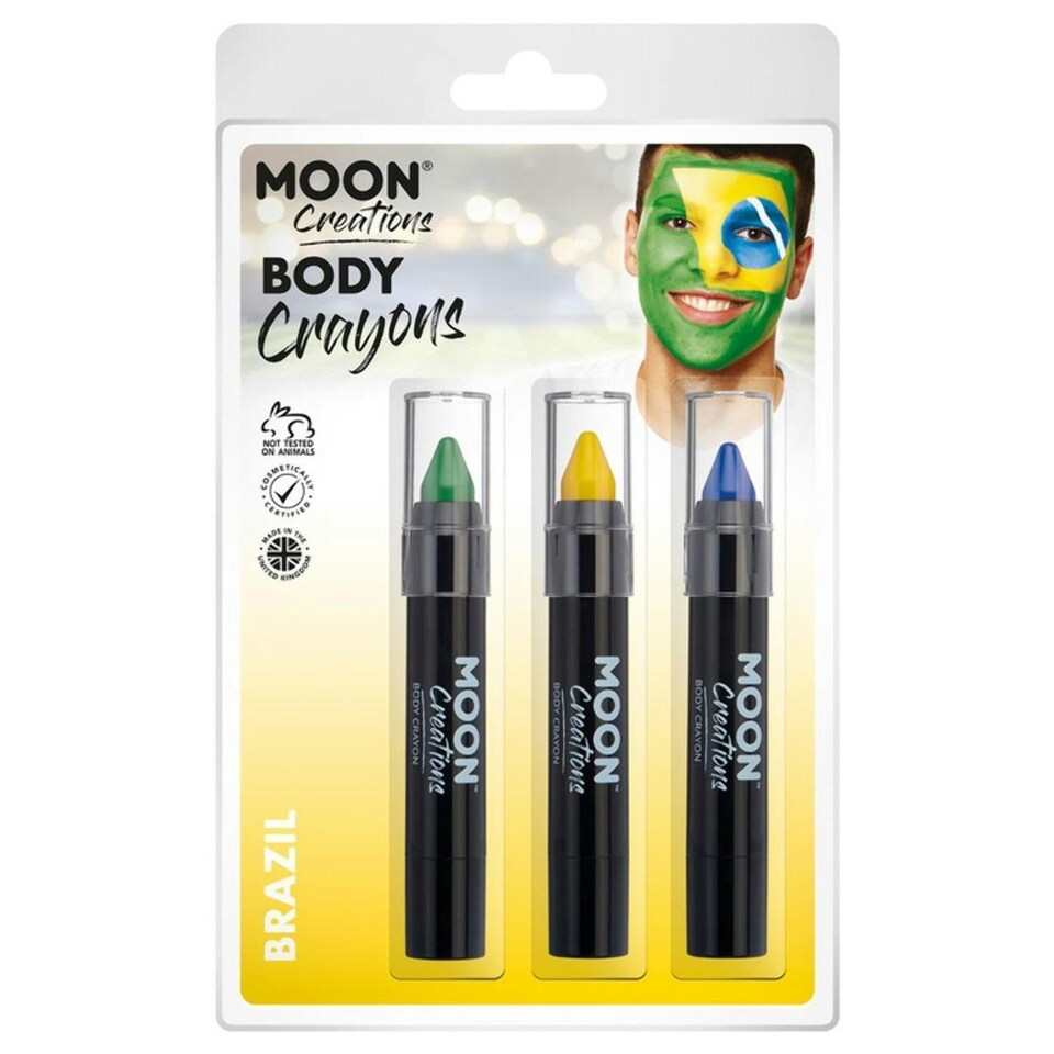 image 1 of Moon Creations Logo Body Crayons - Green/Yellow/Blue - One Size