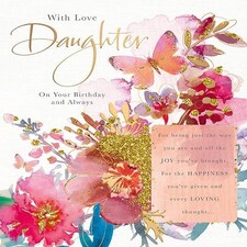 Words 'n' Wishes and Daughter 'Happy Birthday' Card, Daughter Birthday Card