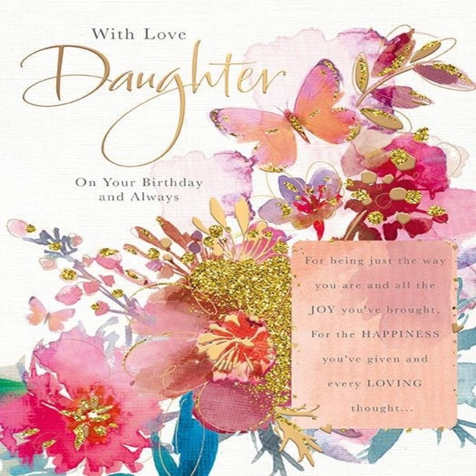 Words 'n' Wishes and Daughter 'Happy Birthday' Card, Daughter Birthday Card