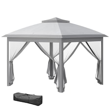 Outsunny Pop Up Gazebo Height Adjustable Canopy Tent w/ Carrying Bag, Grey | Grey | Grey