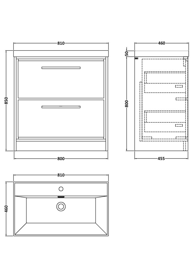 image 1 of Balterley Modern Bathroom 2 Soft Close Drawer Floor Standing Vanity Unit & Rectangular Basin | Grey | Monument Grey | 1