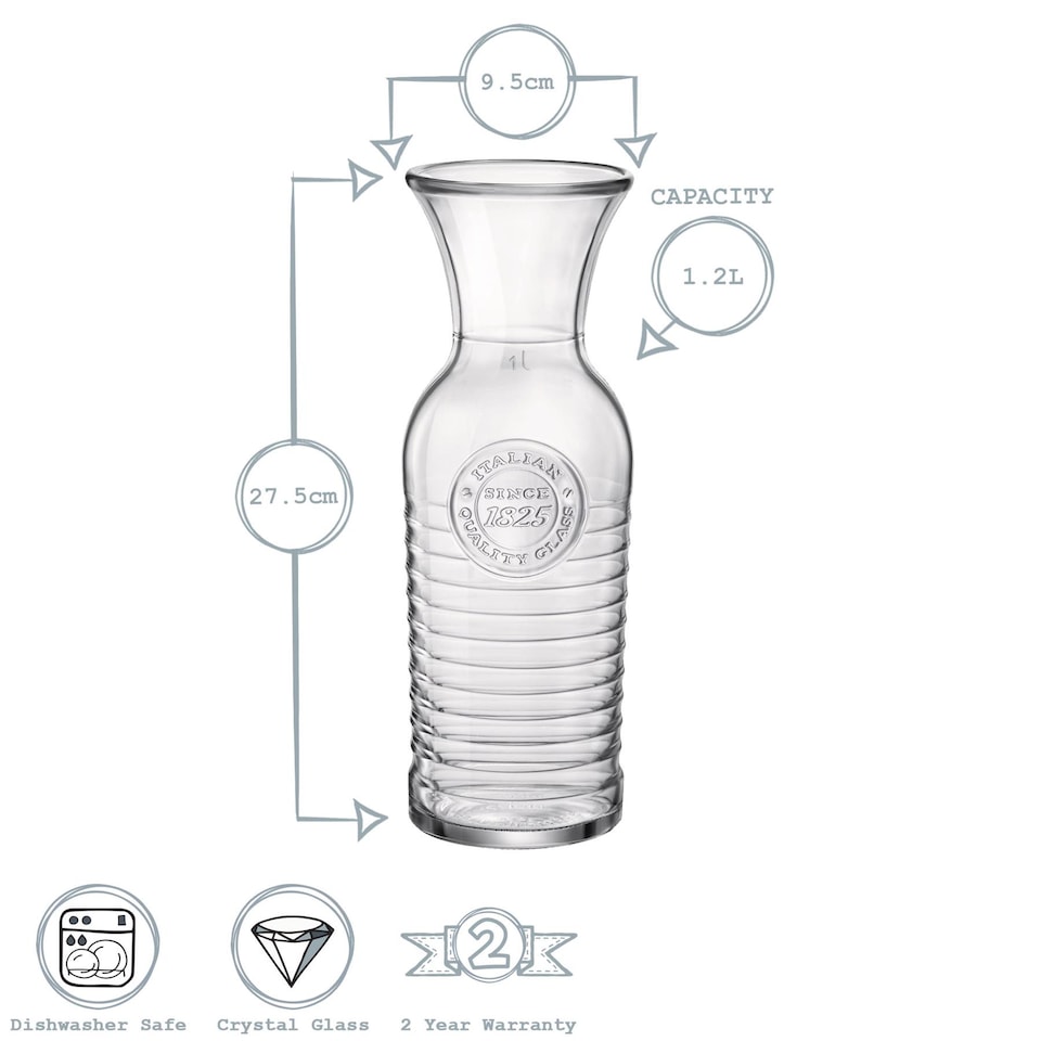 image 1 of Bormioli Rocco Officina 1825 Glass Carafe - 1.2 Litre