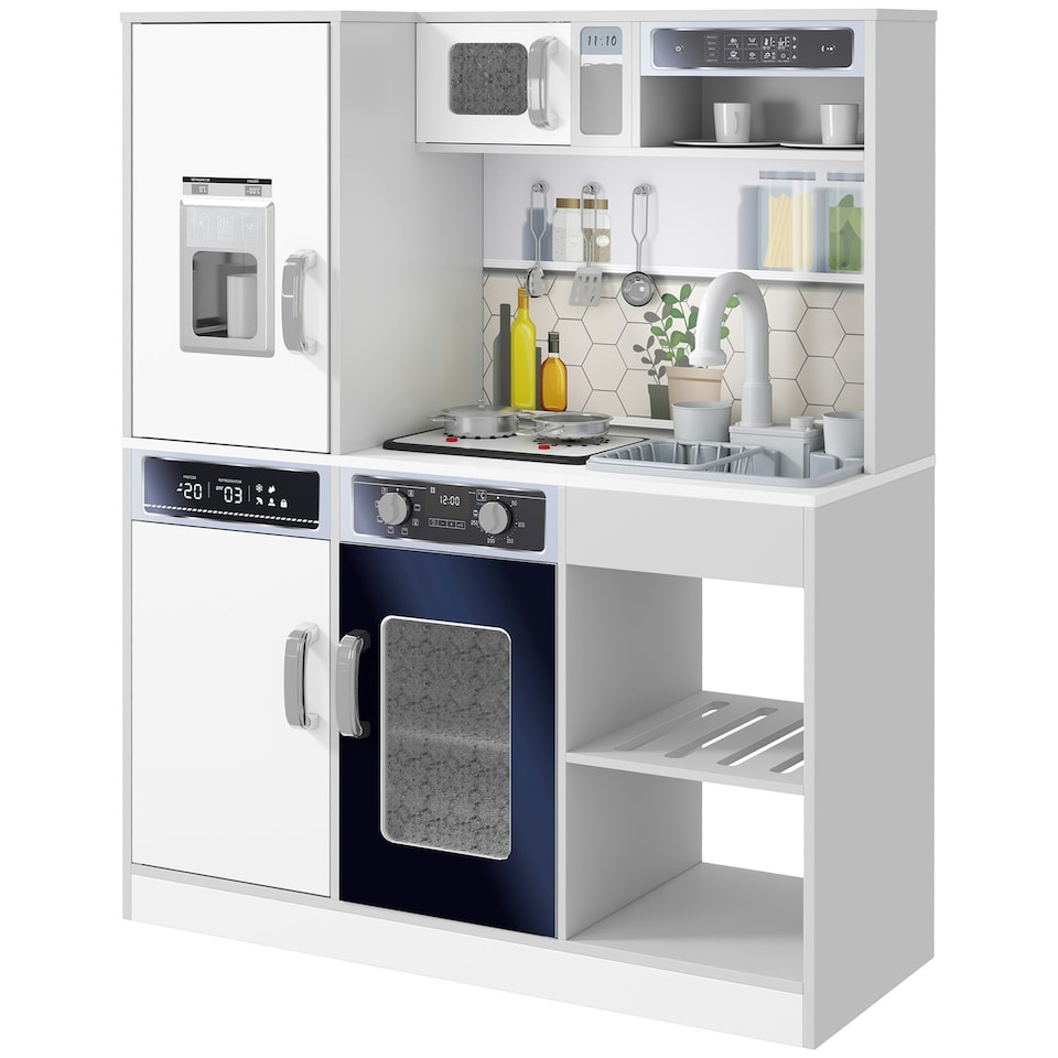 image 1 of AIYAPLAY Play Kitchen, Pretend Toy Kitchen w/ Sounds, Lights, Microwave
