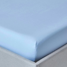 Homescapes Blue Egyptian Cotton Fitted Sheet 200 TC, Small Double | Blue | Small Double