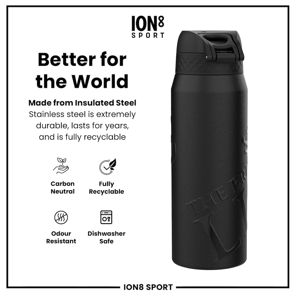 image 1 of BIL Rugby x Sports Leak Proof Water Bottle, Vacuum Insulated, 750ml (24oz) | Black | BIL Lions | One Size