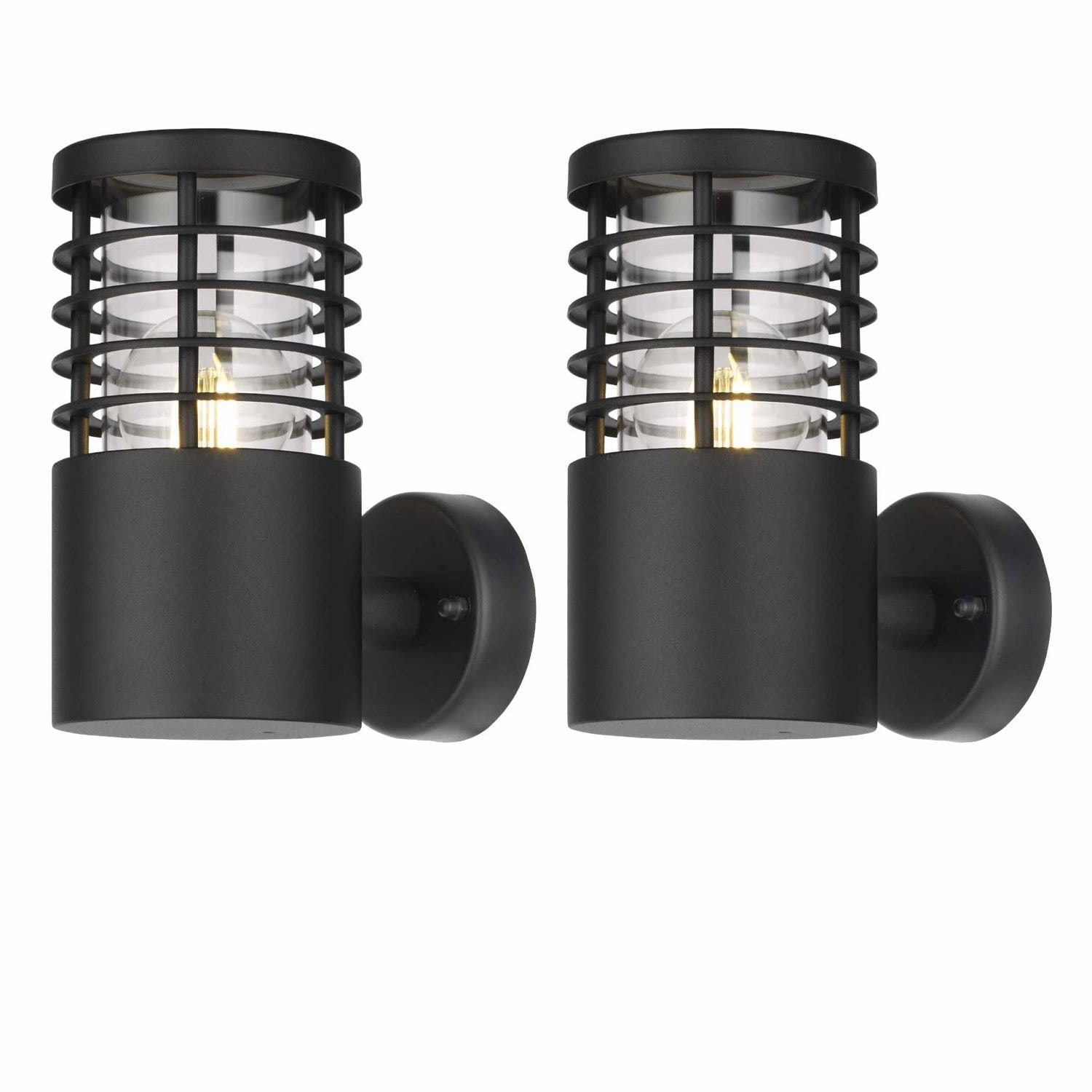 First Choice Lighting Set of 2 Bloom - Black IP44 Outdoor Wall Lights