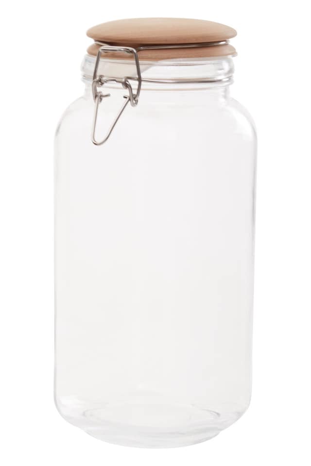 image 1 of Luca Square 2150ml Glass Jar With Wooden Lid.
