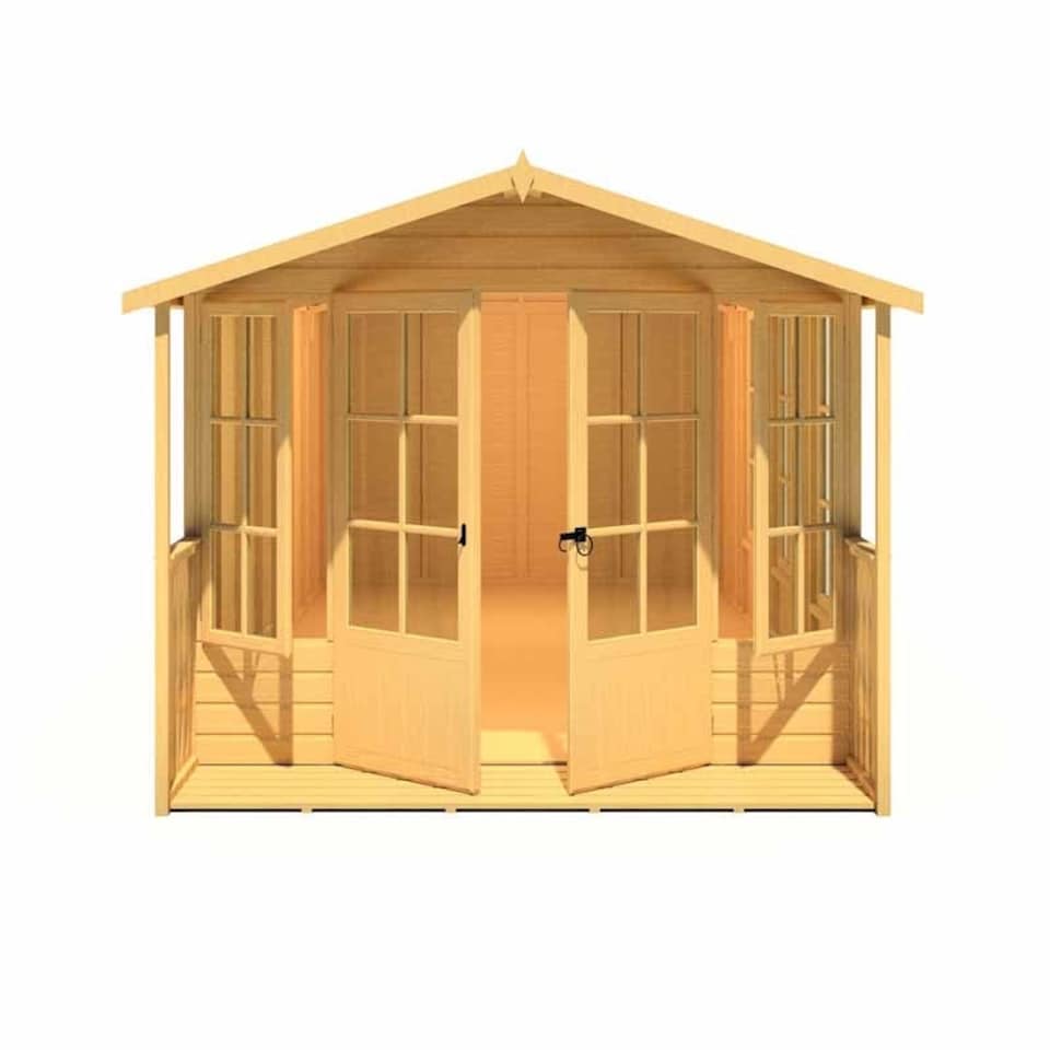 image 1 of Delmora 8 x 18 Shiplap Summerhouse with Veranda - Wood - L5380 x W2456 x H2174 mm Brown