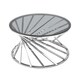image 2 of Round Metal Coffee Table With Tinted Glass  In Silver