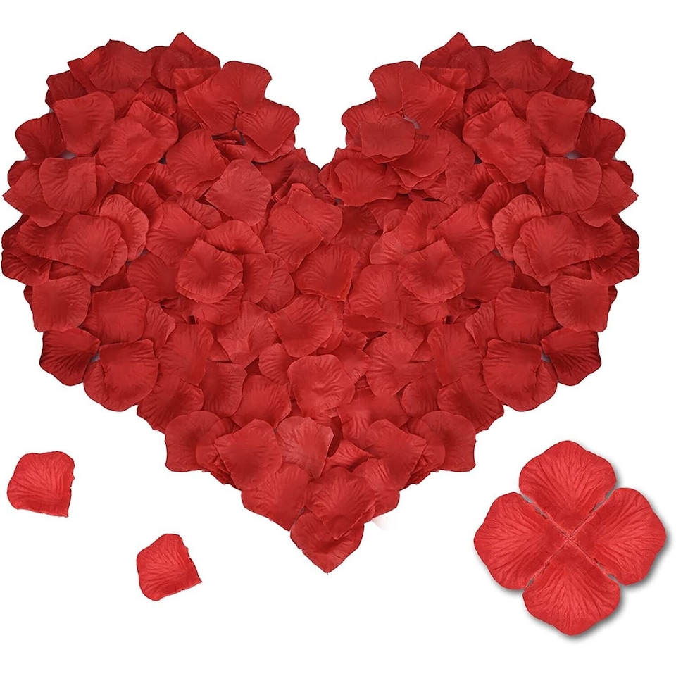 500 Artificial Red Rose Petals | Silk Flower Petal Confetti for Weddings, Valentine's Day, Engagements & Romantic Decorations | Realistic Decorative Petals for Tables, Beds, Aisles & Party Décor