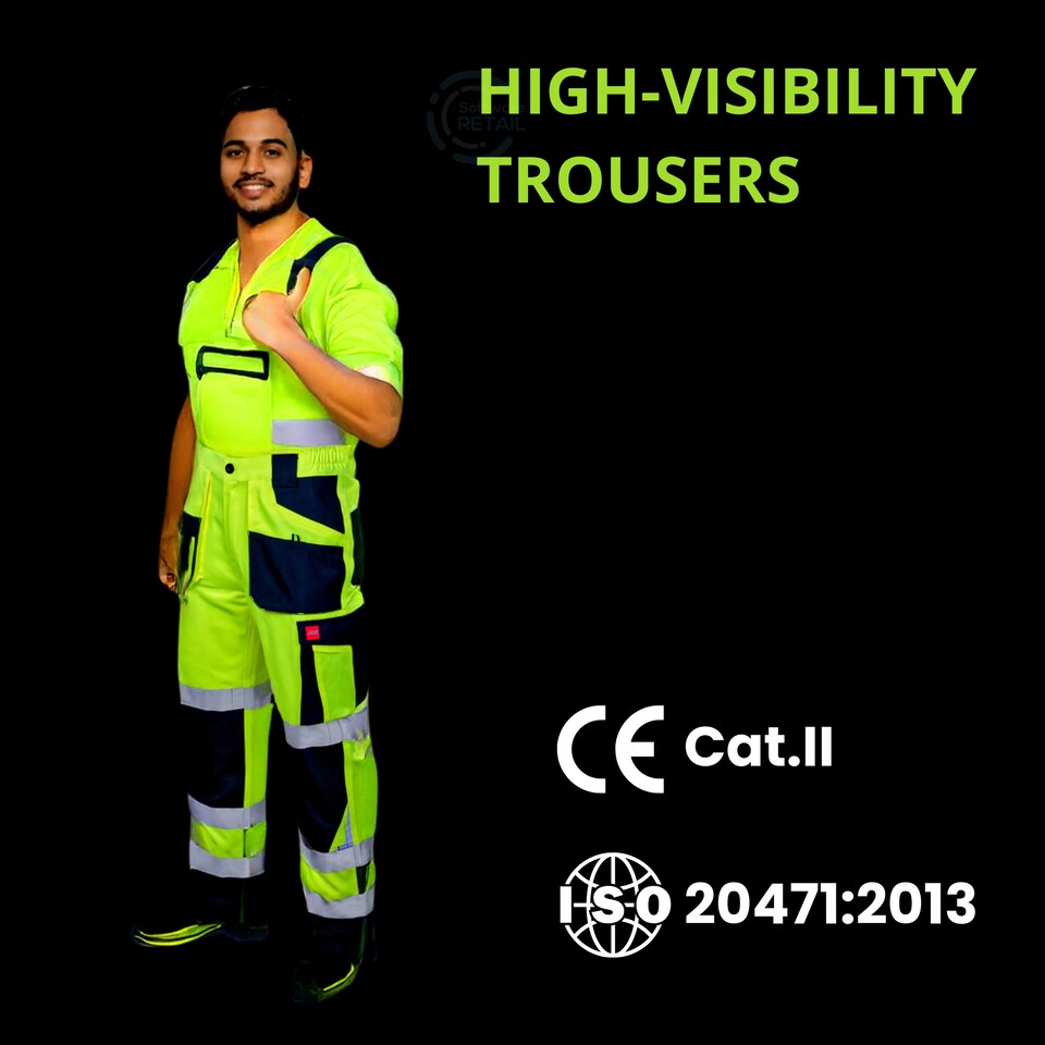 image 1 of Artmas Flash Class 2 Yellow Work Trousers with 2 Knee Pads, Reflective Tape, 260gsm (30/32 Inch - 48 EU)