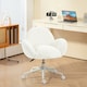 image 6 of HOMCOM Fluffy Leisure Chair Office Chair with Backrest Wheels Cream White