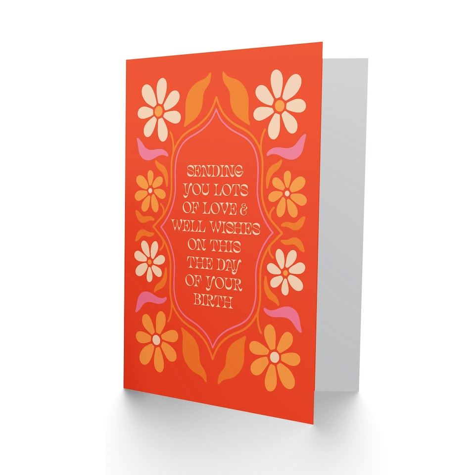 image 1 of Birthday Card Love and Wishes Groovy Floral Art Nouveau Style