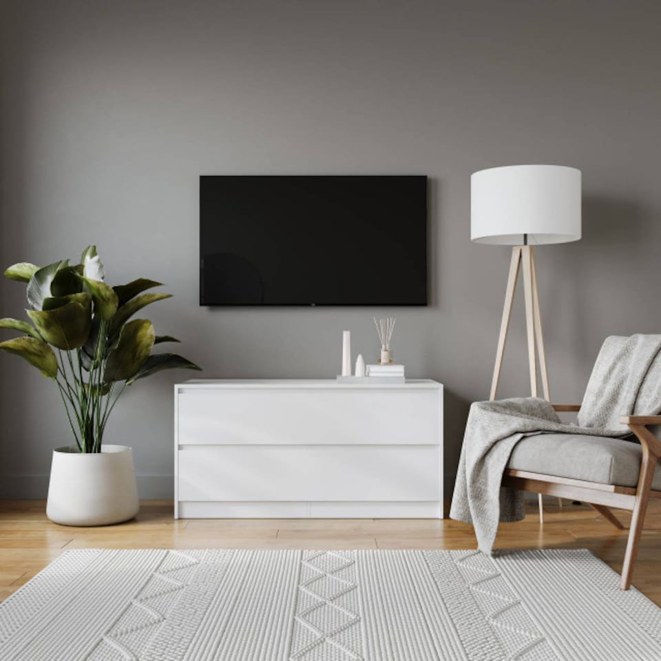 image 1 of URBNLIVING 4 Drawer Wide Chest Of Drawers Bedroom Storage Unit | Multi | White Carcass + White Drawers