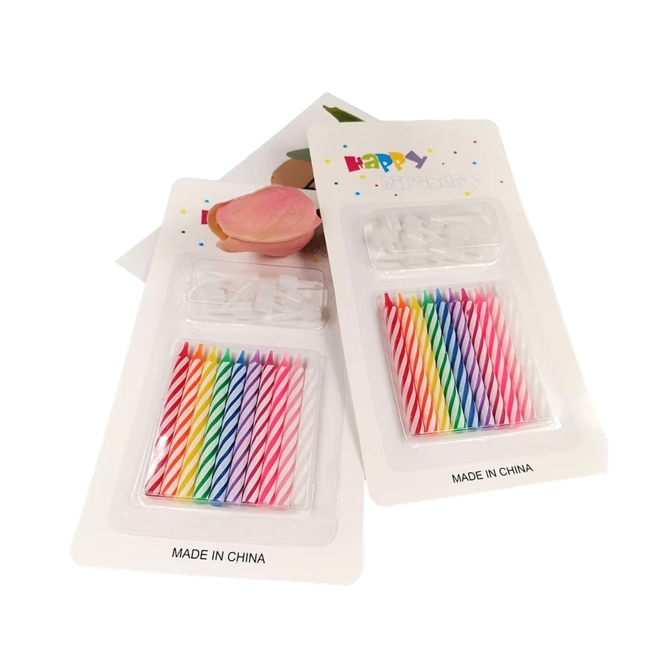 image 1 of Pack of 10 Multicolor Spiral Candles With Thread Pillar